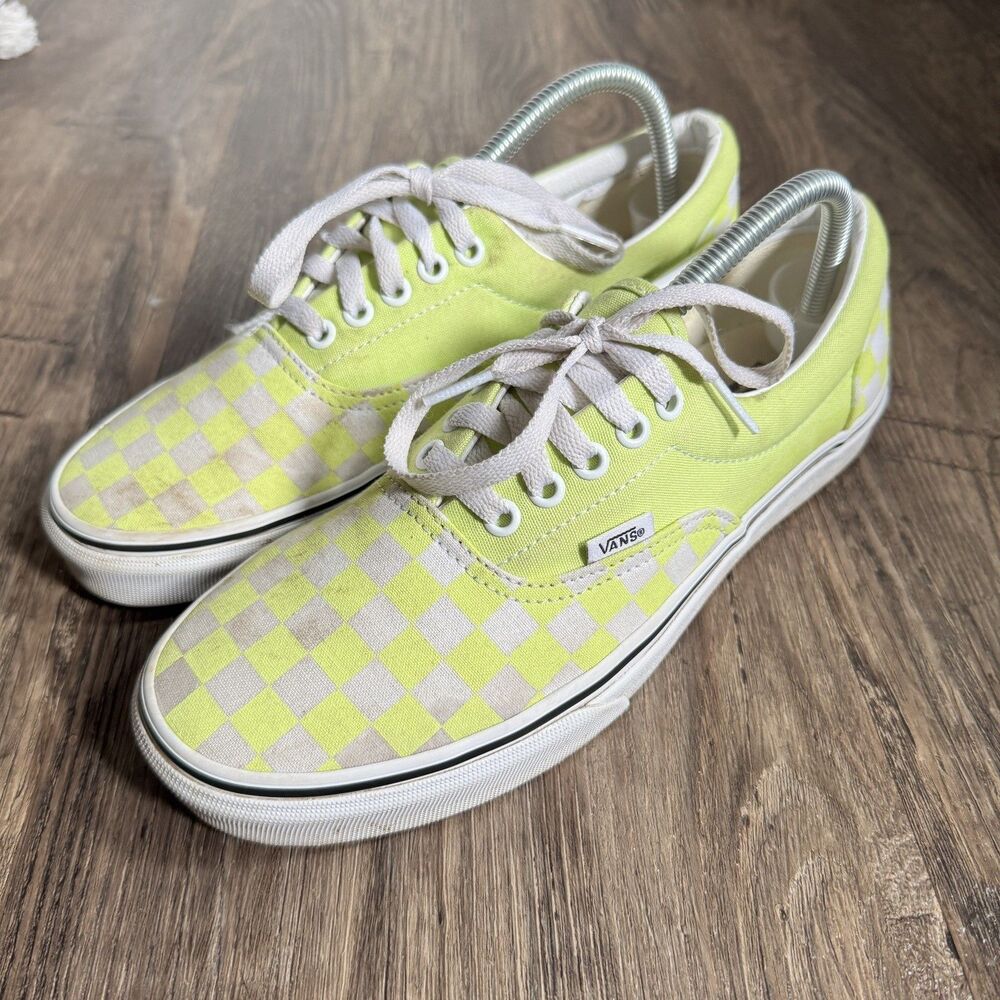 Vans Off The Wall Lime Green/White Checkered Lace Up Shoes Men 8.5 Women 10